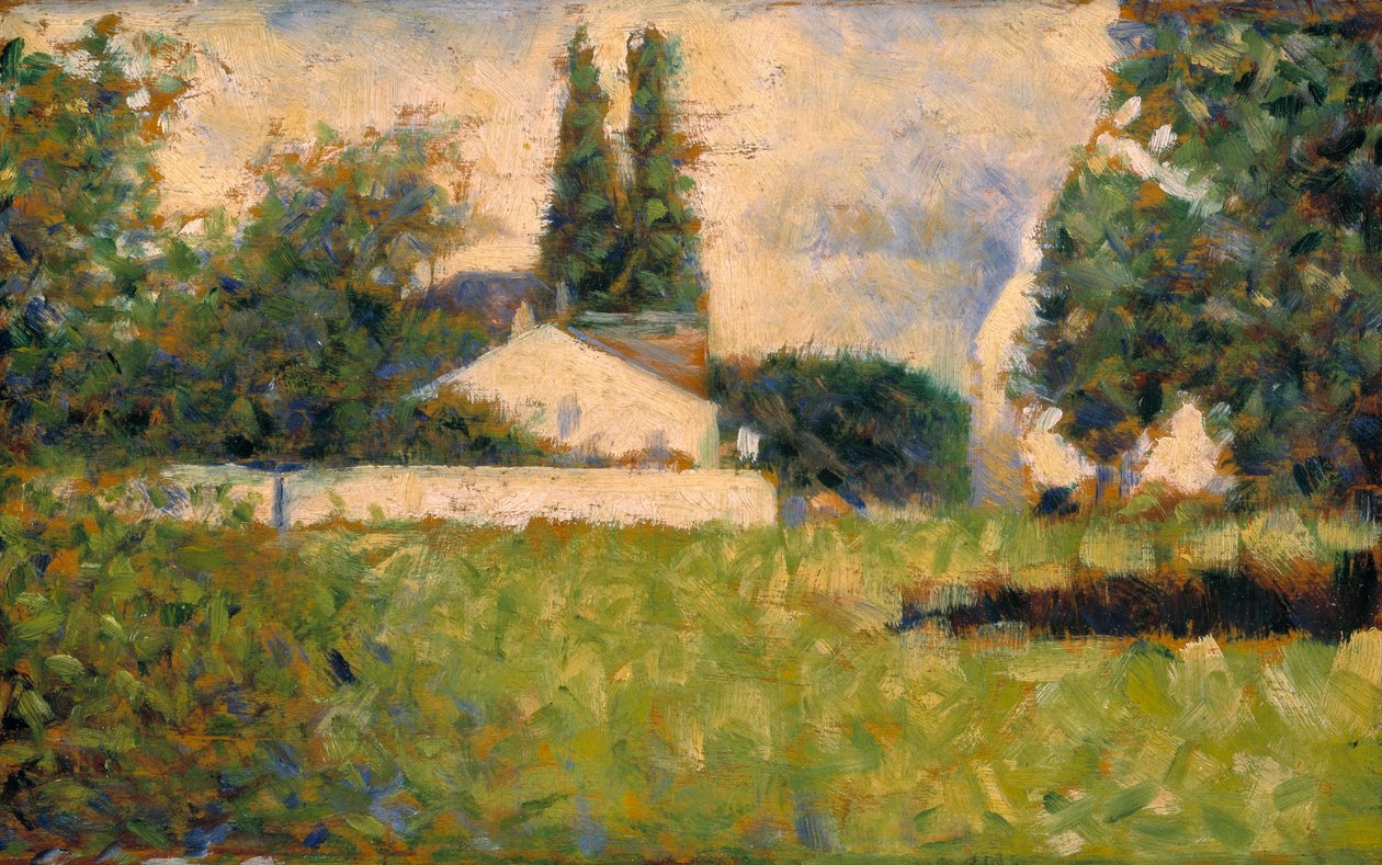 木立の中の家 / Maison dans les Arbres, c.1883 (油彩・パネル) 作： ジョルジュ・ピエール・スーラ