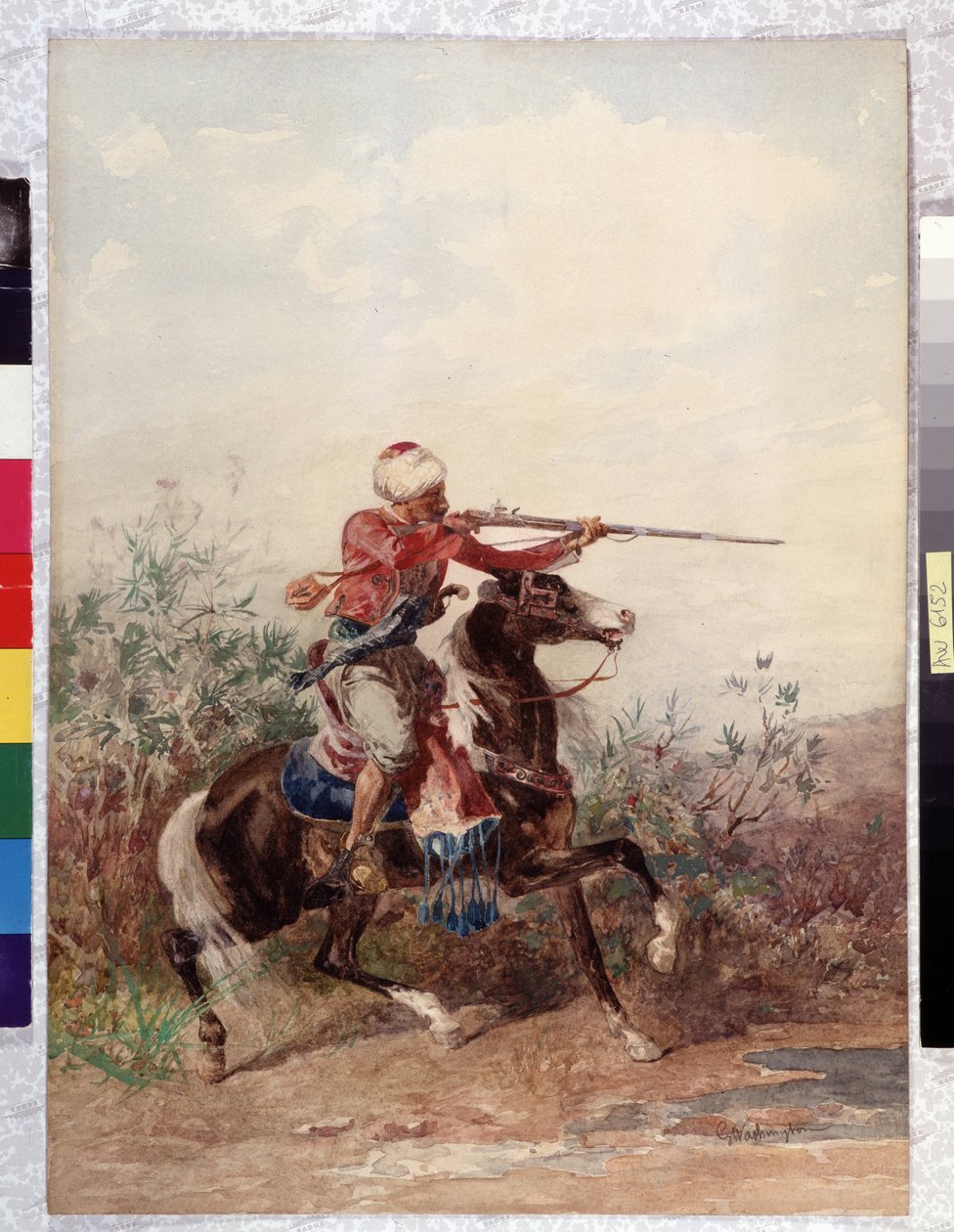 オリエンタリズム：「「馬を引く騎手」」ジョルジュ・ワシントン（1827-1910）の絵画必須の言及：コレクション財団はマルセイユのプロヴァンスを尊重 作： ジョージ・ワシントン
