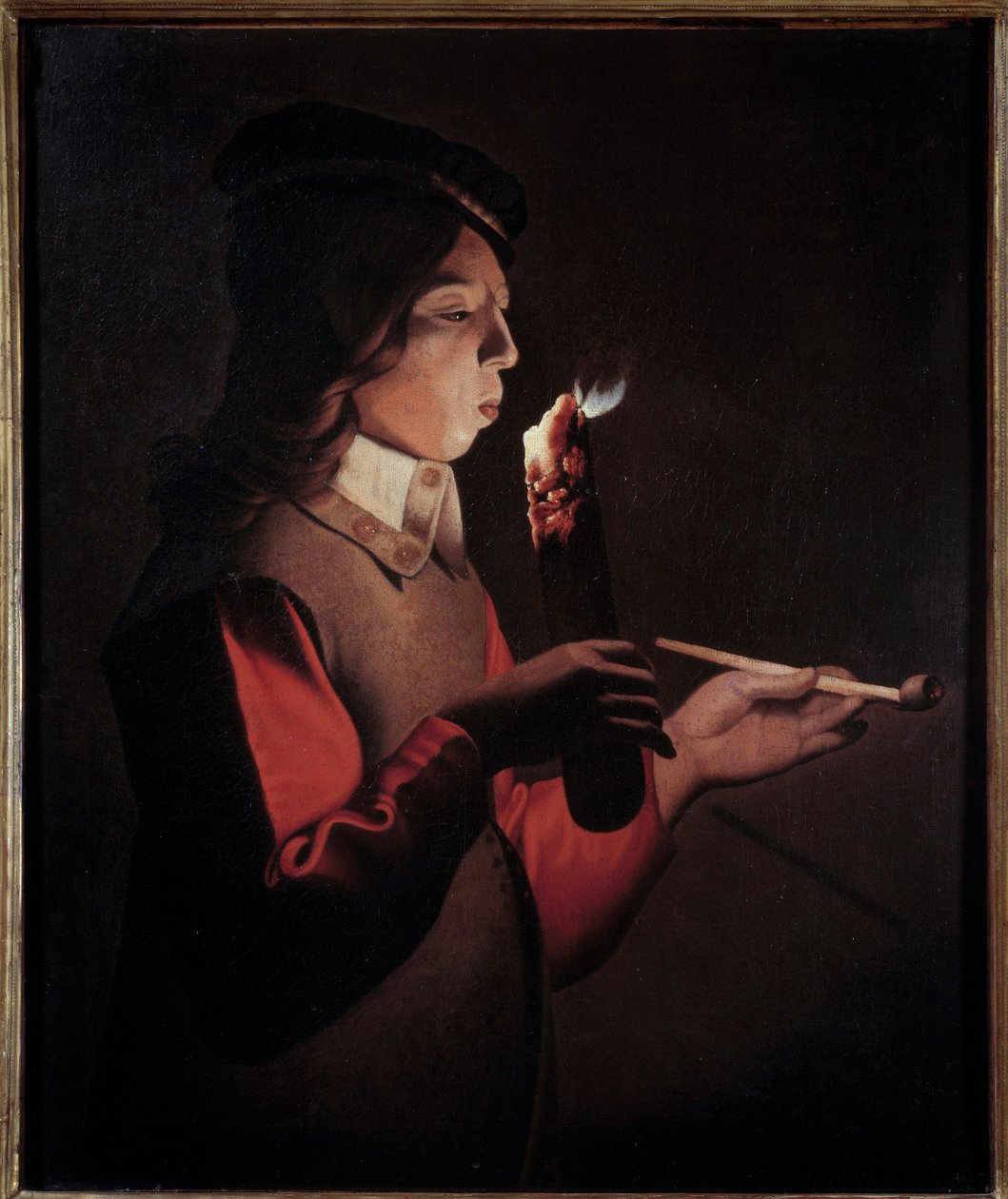 ジョルジュ・ド・ラ・トゥール（1593-1652）の「若い喫煙者」の絵 作： ジョルジュ・ド・ラ・トゥール