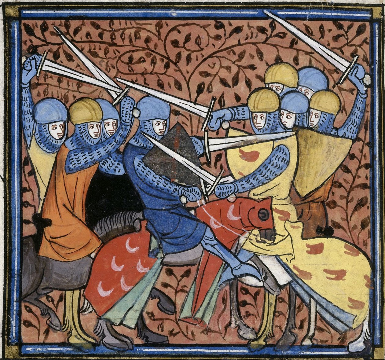 オーストラシア人を打ち負かすエブロイン（フランス王立年代記第16巻G VI f.114vより、1332-1350年頃（22528516520） 作： トビリシのGeorgiaLevanRamishvili