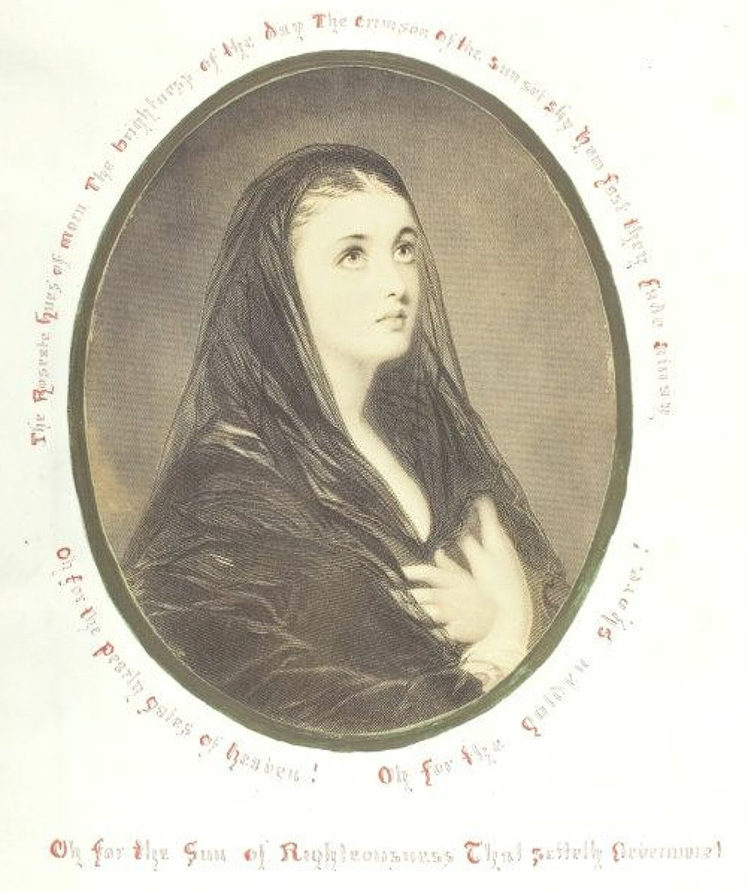 無題 [ヴェールを着た敬虔な女性]、1868 年。 作： ジョージナ・カウパー