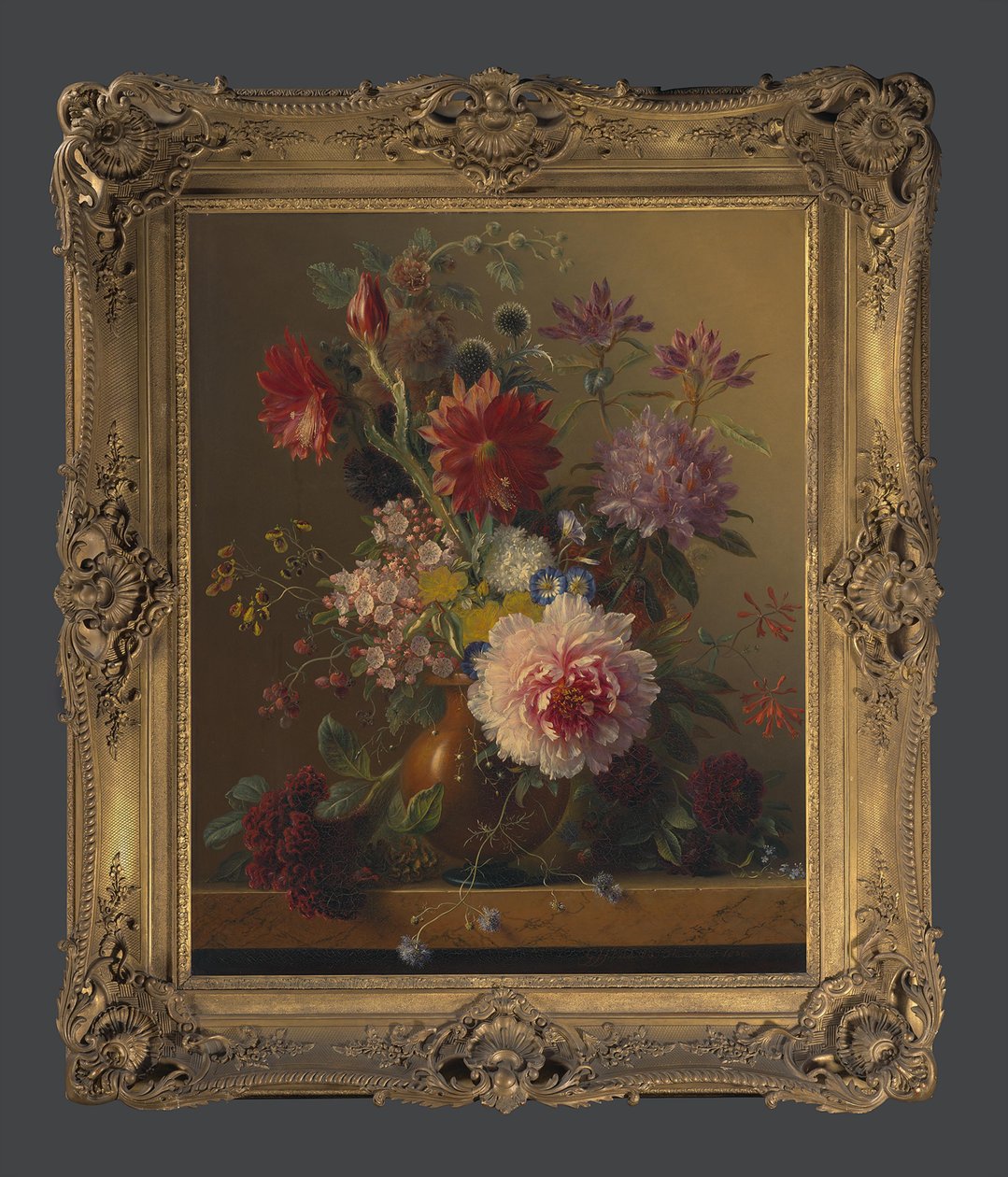 ボタンのある花の静物画 作： ゲオルギウス・ヤコブス・ヨハネス・ヴァン・オス
