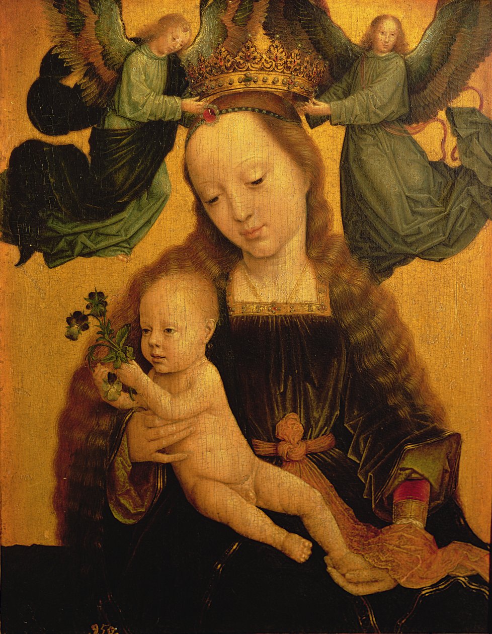二人の天使が戴冠したマドンナと子供、1520年頃 作： ジェラルド・デイビッド