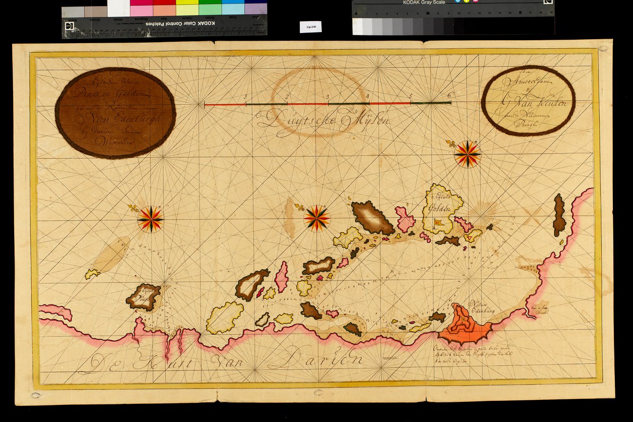 ダリエン湾の地図、1709-13 作： ジェラルド・ファン・クーレン