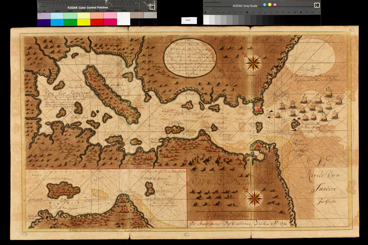 リオデジャネイロ湾の地図、1709-13 作： ジェラルド・ファン・クーレン