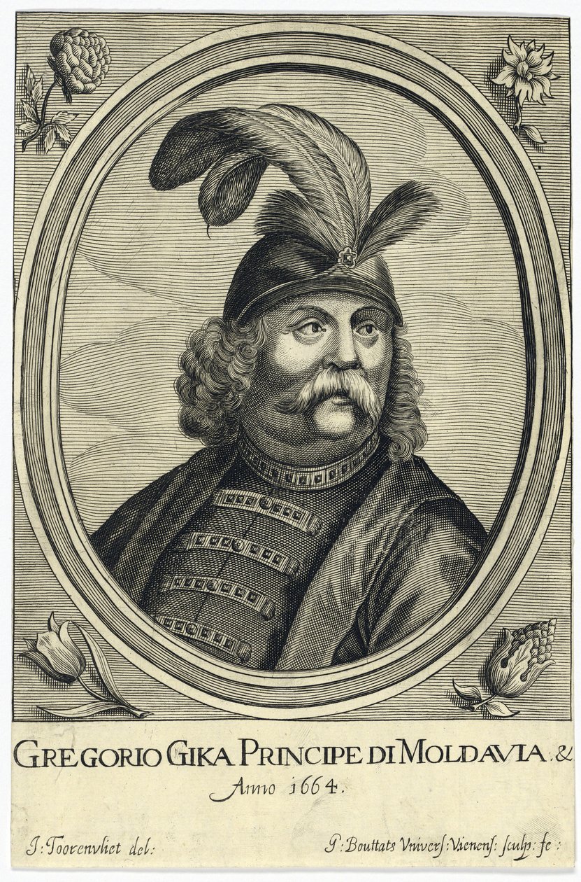 Grigore I Ghica (Ghika) (1628-1675)、Wallachia par Bouttats の王子、ジェラール (1630 年頃 - 1668 年以降)。 銅版画、1664年頃、個人蔵 作： ジェラルド・バッタッツ