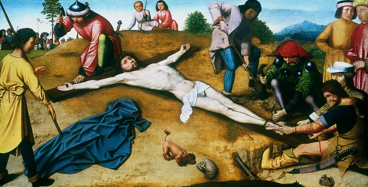 キリストは十字架に釘付けになった、c1481。 作： ジェラルド・デイビッド
