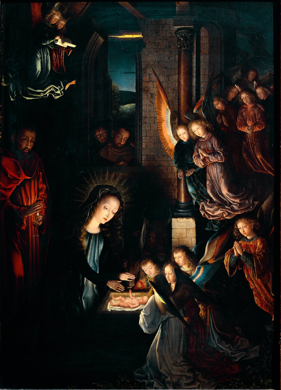 ジェラール・ダヴィッド（1460-1523）によるキリスト降誕図 1495年Dim.57x41 cm ウィーン、美術史博物館 作： ジェラルド・デイビッド