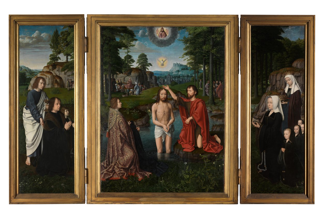 キリストのバプテスマ、1502-08年頃（パネルに油彩） 作： ジェラルド・デイビッド