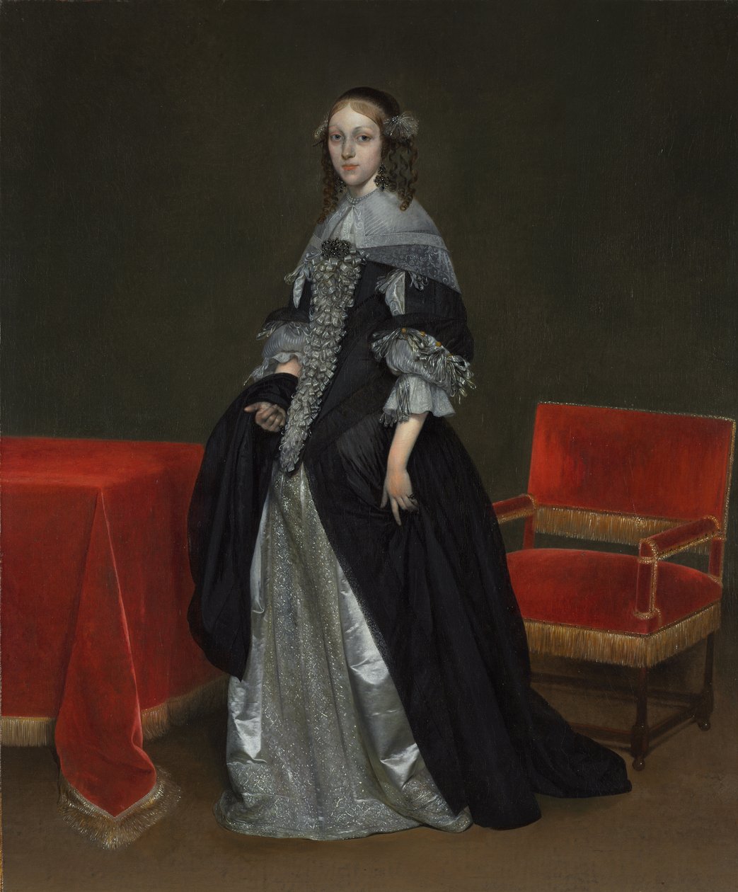 女性の肖像、1665年頃 作： ヘラルトテルボルチ