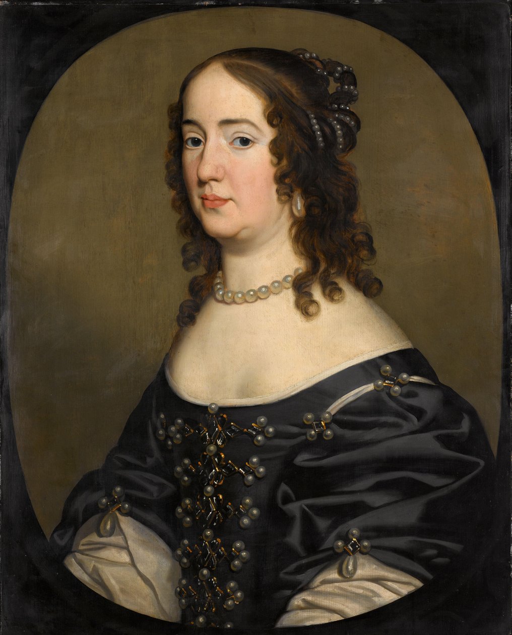 アマリア・ヴァン・ソルムスの肖像 (1602-75) 作： Gerard van Honthorst（のワークショップ）