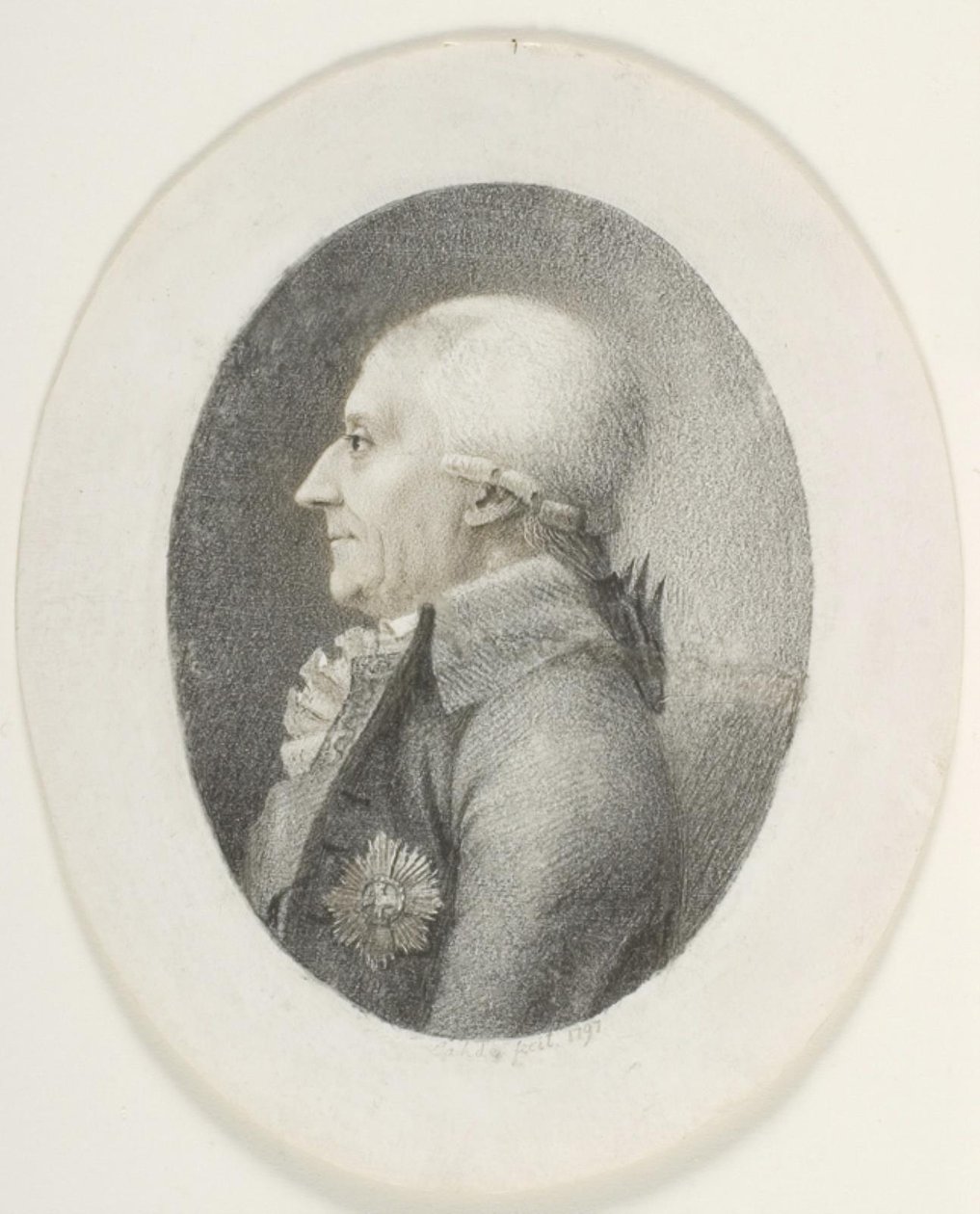 A.P.の肖像 Bernstorff、カウント、首相 (1735-1797)。 バスト画像。 左のプロフィール 作： ゲルハルト・ルートヴィヒ・ラーデ