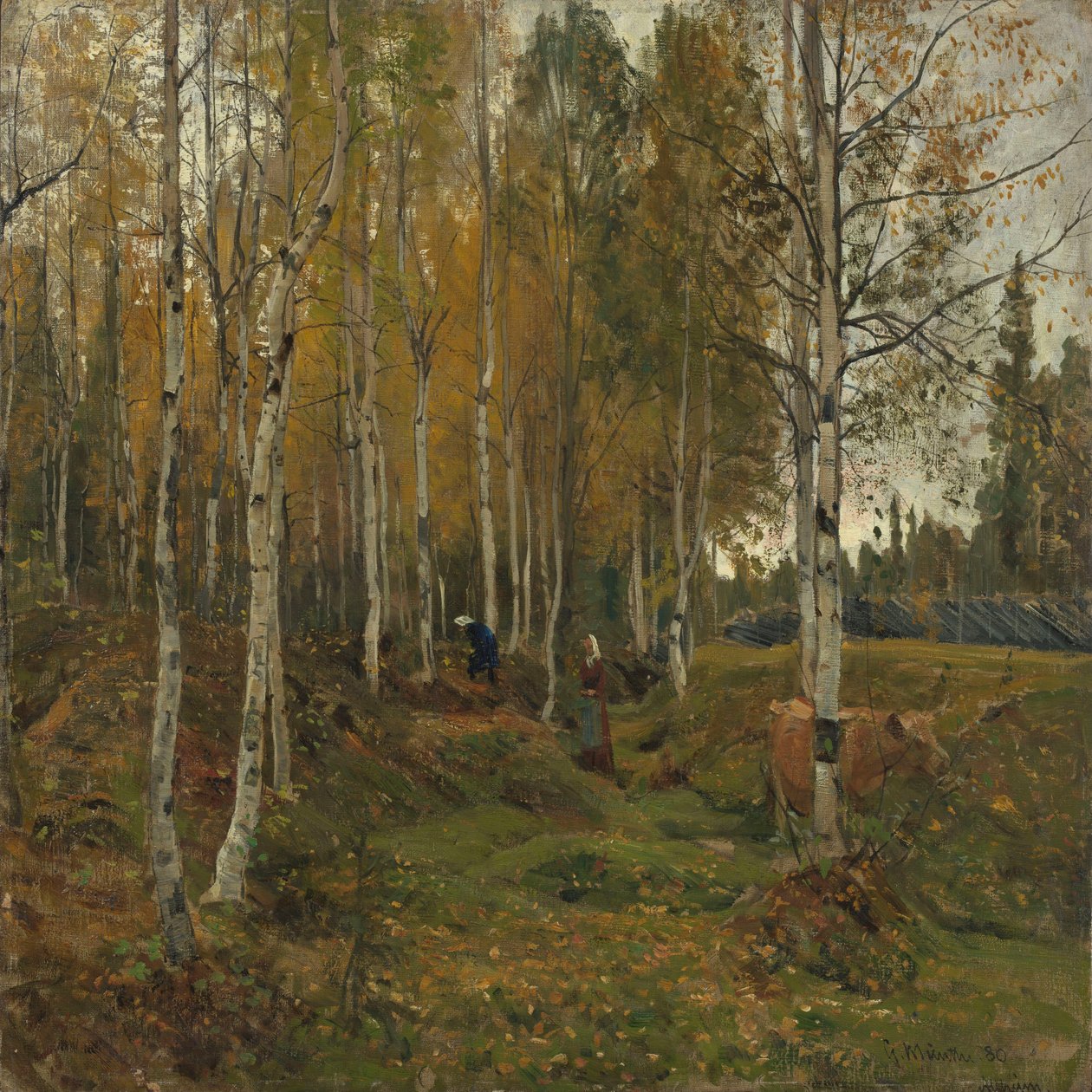 秋の白樺 作： Gerhard Munthe