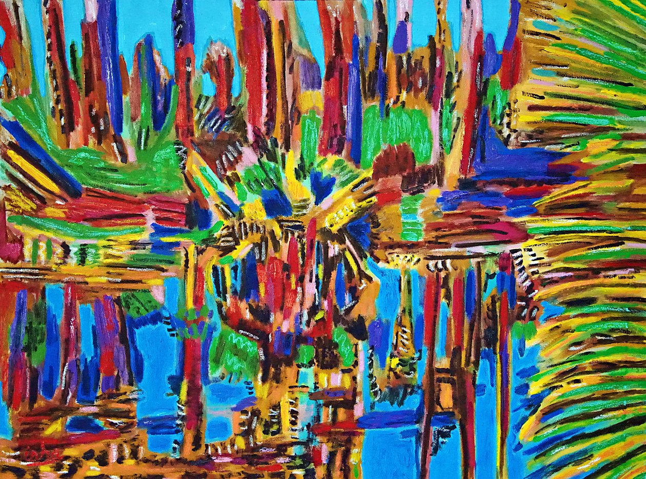 Estuario Abstracto II, .2018 （キャンバスに油彩） 作： ゲルハルト・イスリングハウス