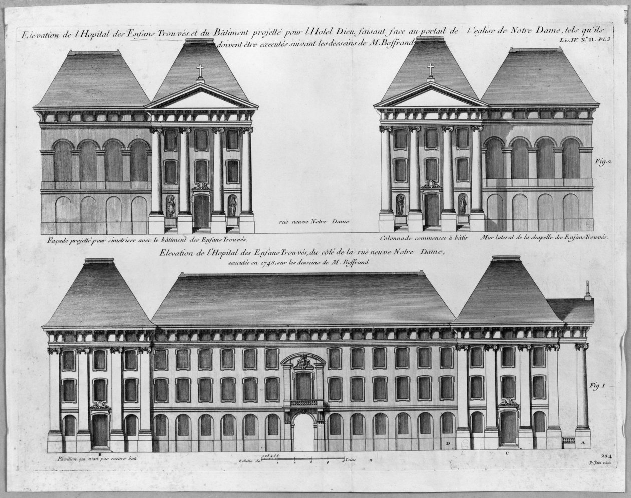 ピエールパット（1723-1814）1748によって彫刻されたホピタルデファントルーヴの標高 作： ジェルマン・ボフラン