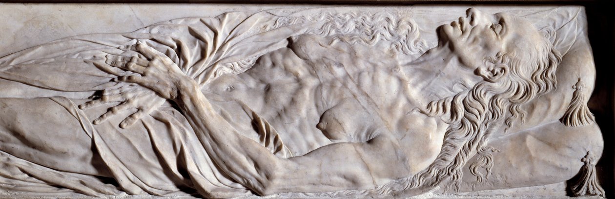 ルネ・ド・ビラーグの妻、ヴァレンタイン・バルビアニ（1518-1572）の葬儀用モニュメントの構成要素。大理石の低浮き彫り 作： ジェルマン・ピロン
