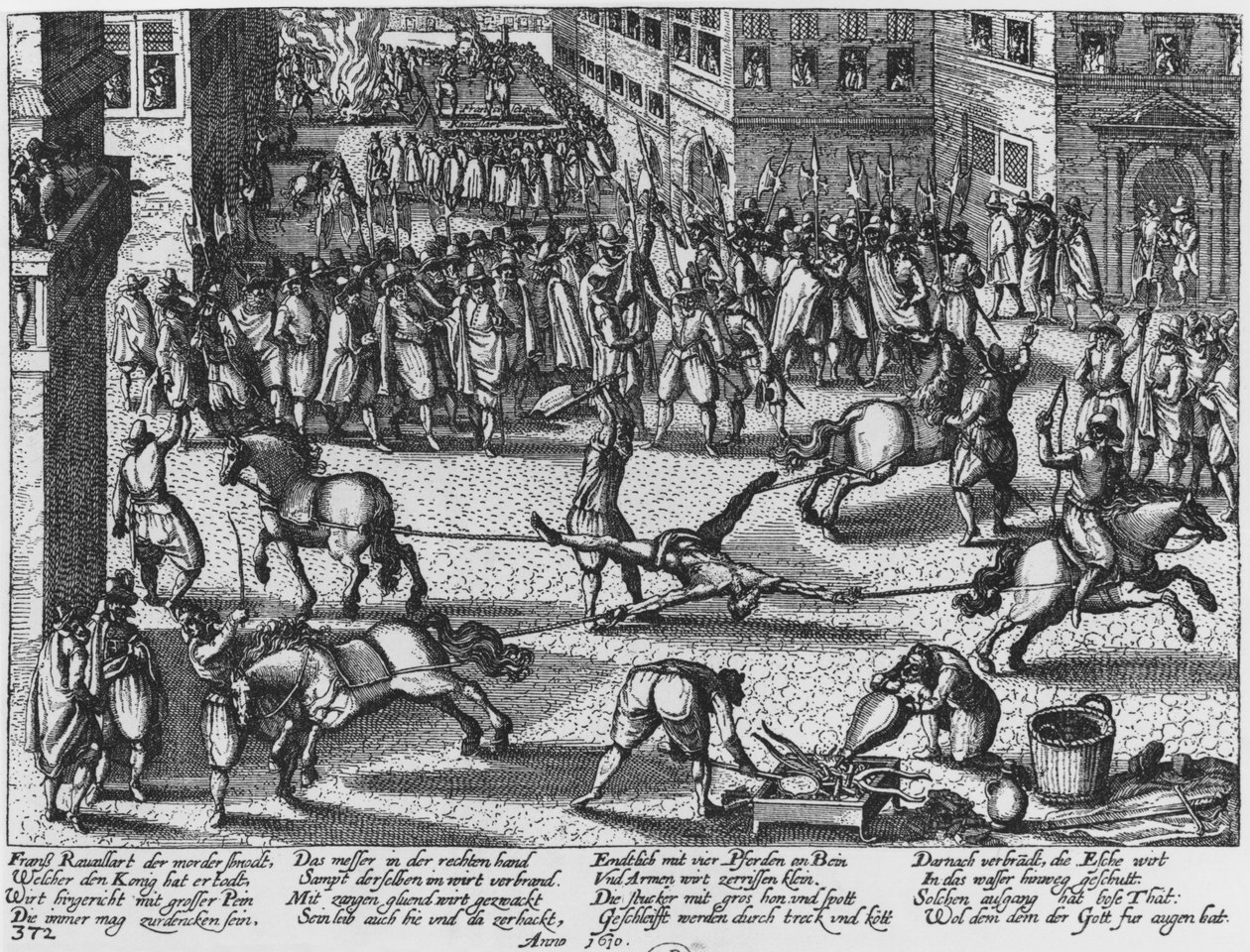 アンリ4世の暗殺者、フランソワラヴァイヤックの処刑、1610年 作： ドイツ語学校