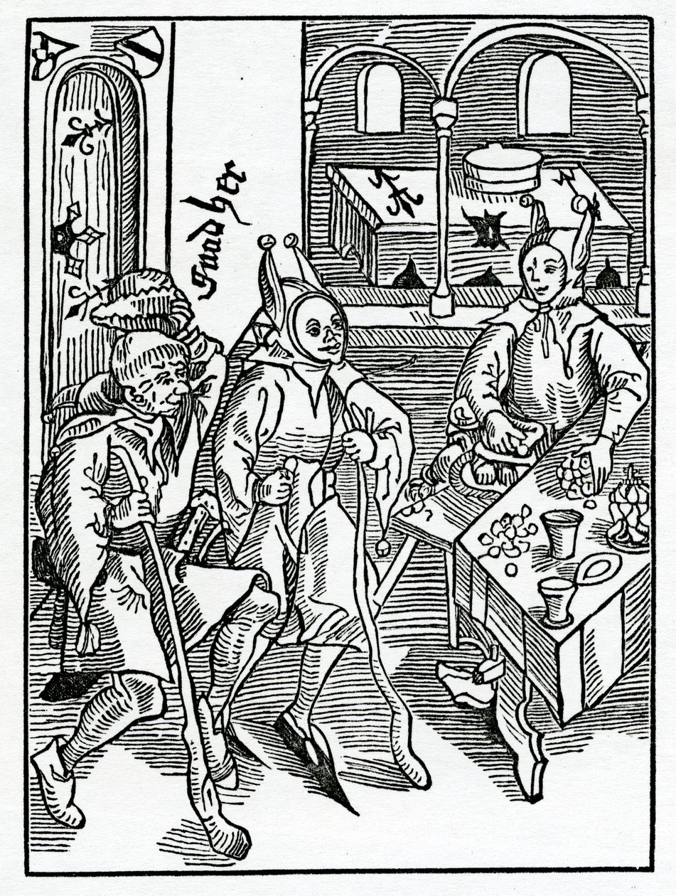 AuaryceまたはCouetyseおよびprodygalyteのうち、1874年に発行された版からのアレクサンダーバークレーの「The Ship of Fools」の英語訳のイラスト 作： ドイツ語学校