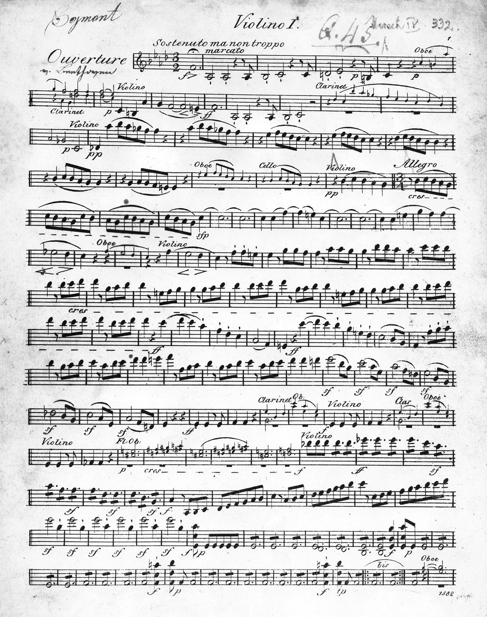 ルートヴィヒ・ヴァン・ベートーヴェンによる「エグモント」序曲のための楽譜、1809-10年（版） 作： ドイツ語学校