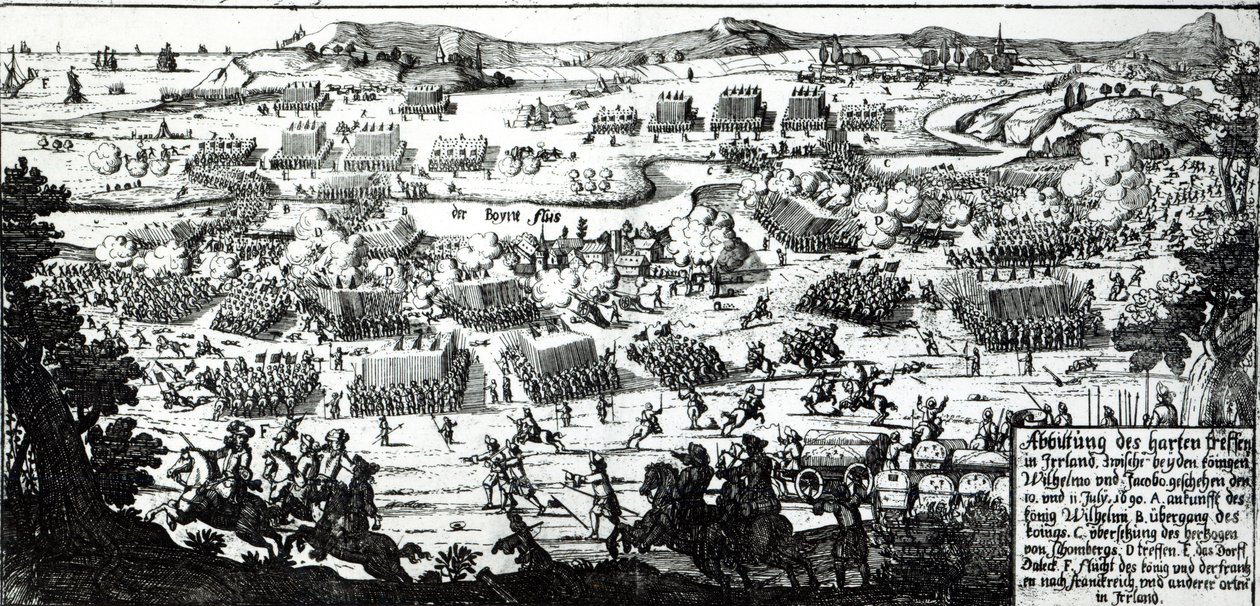 ボインの戦い、1690年頃（印刷） 作： ドイツ語学校