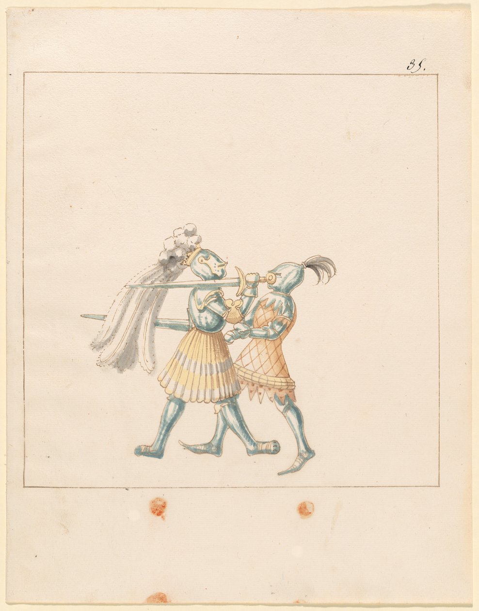 Freydal、The Book of Jousts and Tournament of Jousts and Tournament of Emperor Maximilian I: Combats on Foot (Jousts)(Volume III): プレート 165 作： ドイツの16世紀