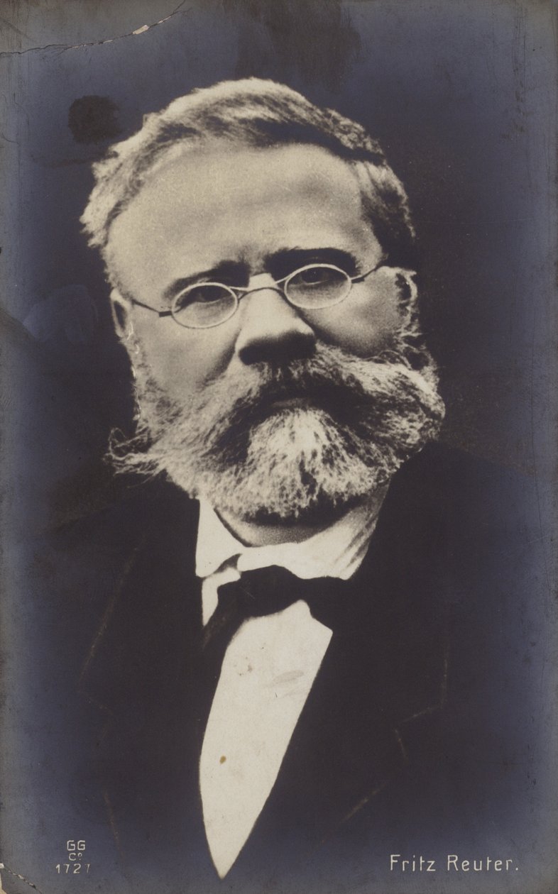 フリッツ・ロイター（1810-1874）、ドイツの小説家（モノクロ写真） 作： ドイツの写真家