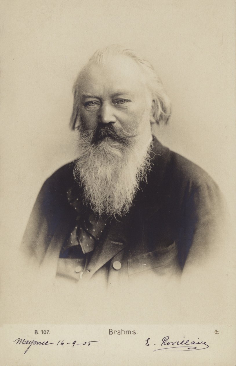 ヨハネス・ブラームス、ドイツの作曲家、ピアニスト（1833-1897）（モノクロ写真） 作： ドイツの写真家