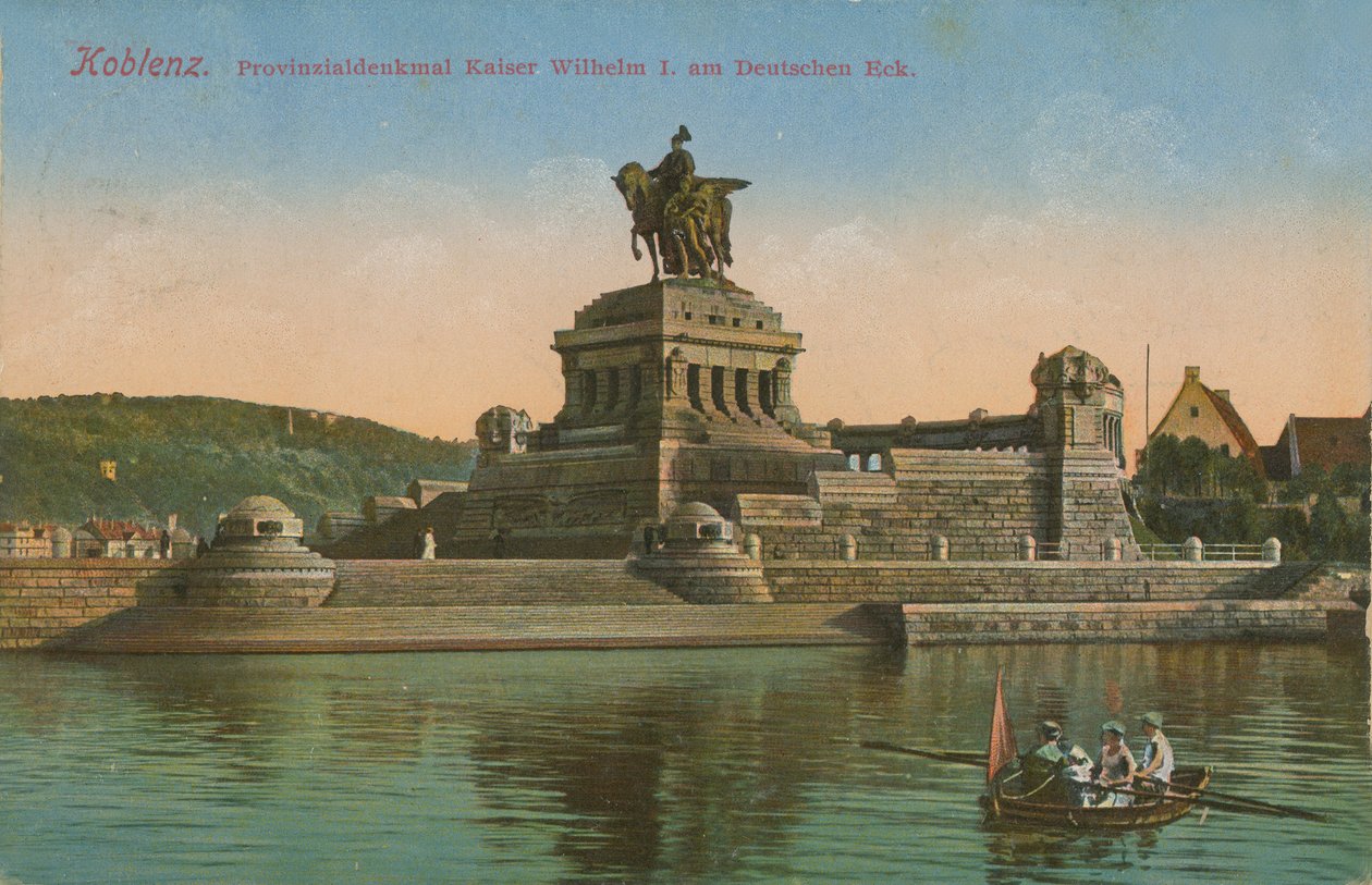 カイザー・ヴィルヘルム1世の記念碑、コブレンツ。1913年に送られた絵葉書。 作： ドイツの写真家
