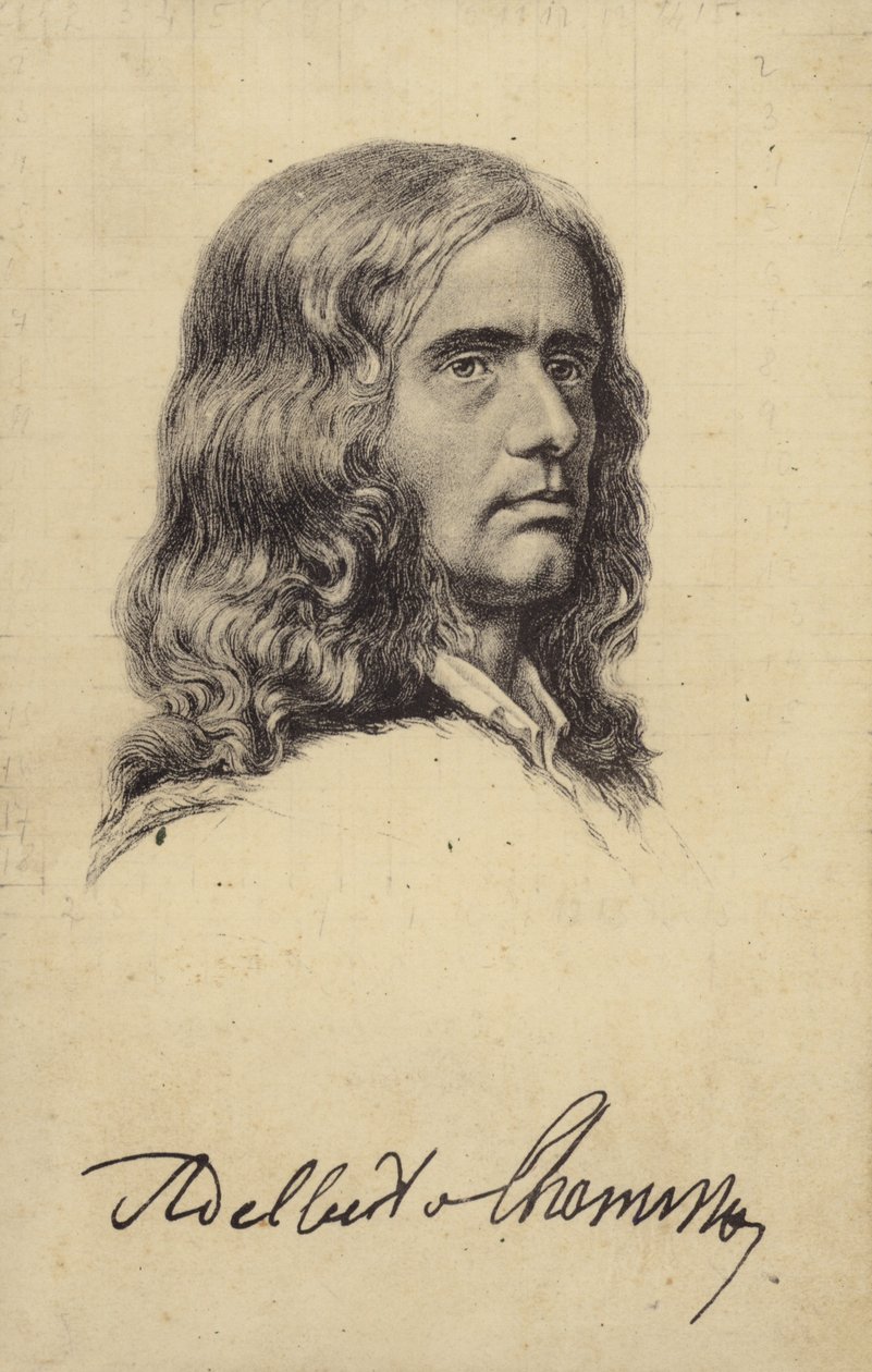 アダルベルト・フォン・チャミッソ（1781-1838）ドイツの詩人、植物学者（リトグラフ） 作： ドイツ語学校