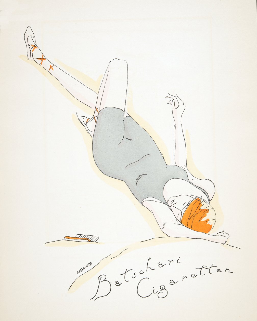 Styl, pub.1922より "Batschari Cigaretten "の広告（ポショワール版画） 作： ドイツ語学校