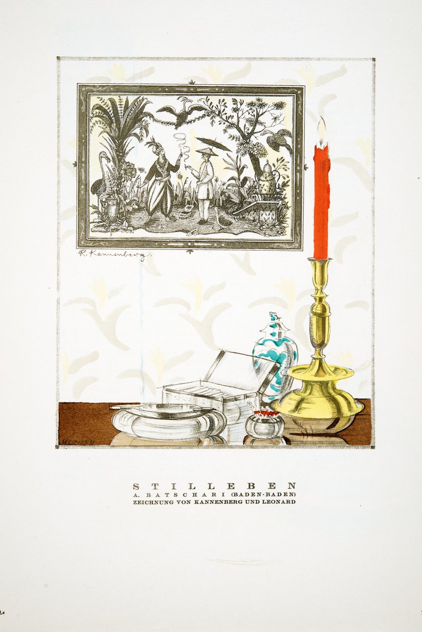 Styl, pub.1922より "Batschari Cigaretten "の広告（ポショワール版画） 作： ドイツ語学校