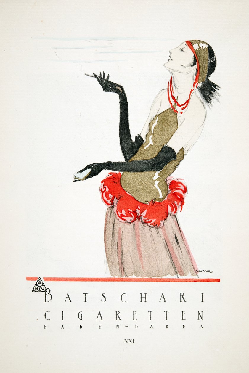 Styl, pub.1922より "Batschari Cigaretten "の広告（ポショワール版画） 作： ドイツ語学校