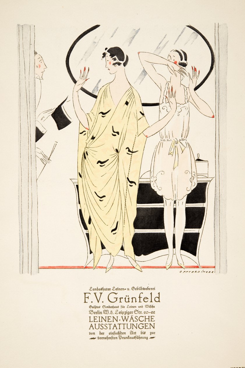 F.V.グランフェルト "の広告、Styl, pub.1922より（ポショワール版画） 作： ドイツ語学校