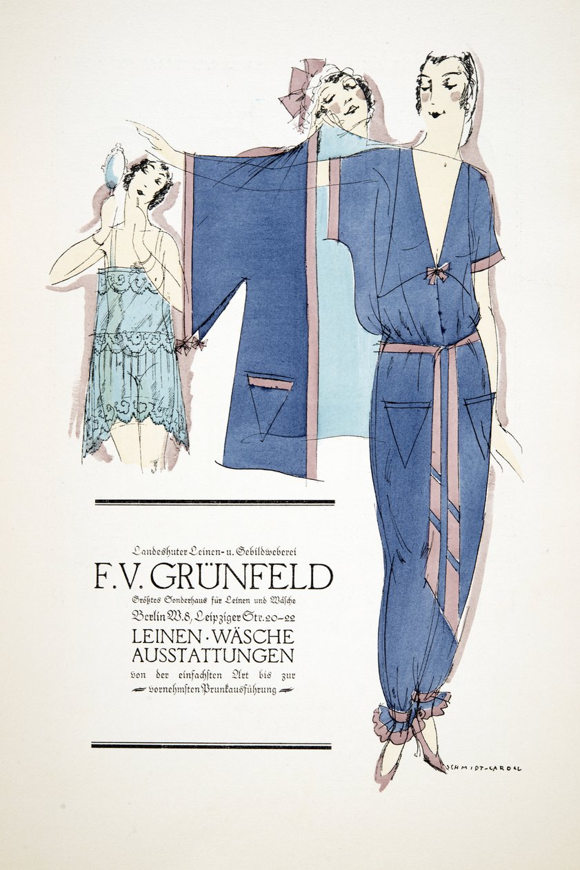 F.V.グリュンフェルド」の広告（1922年発行のStyl誌より）（ポショワールプリント 作： ドイツ語学校