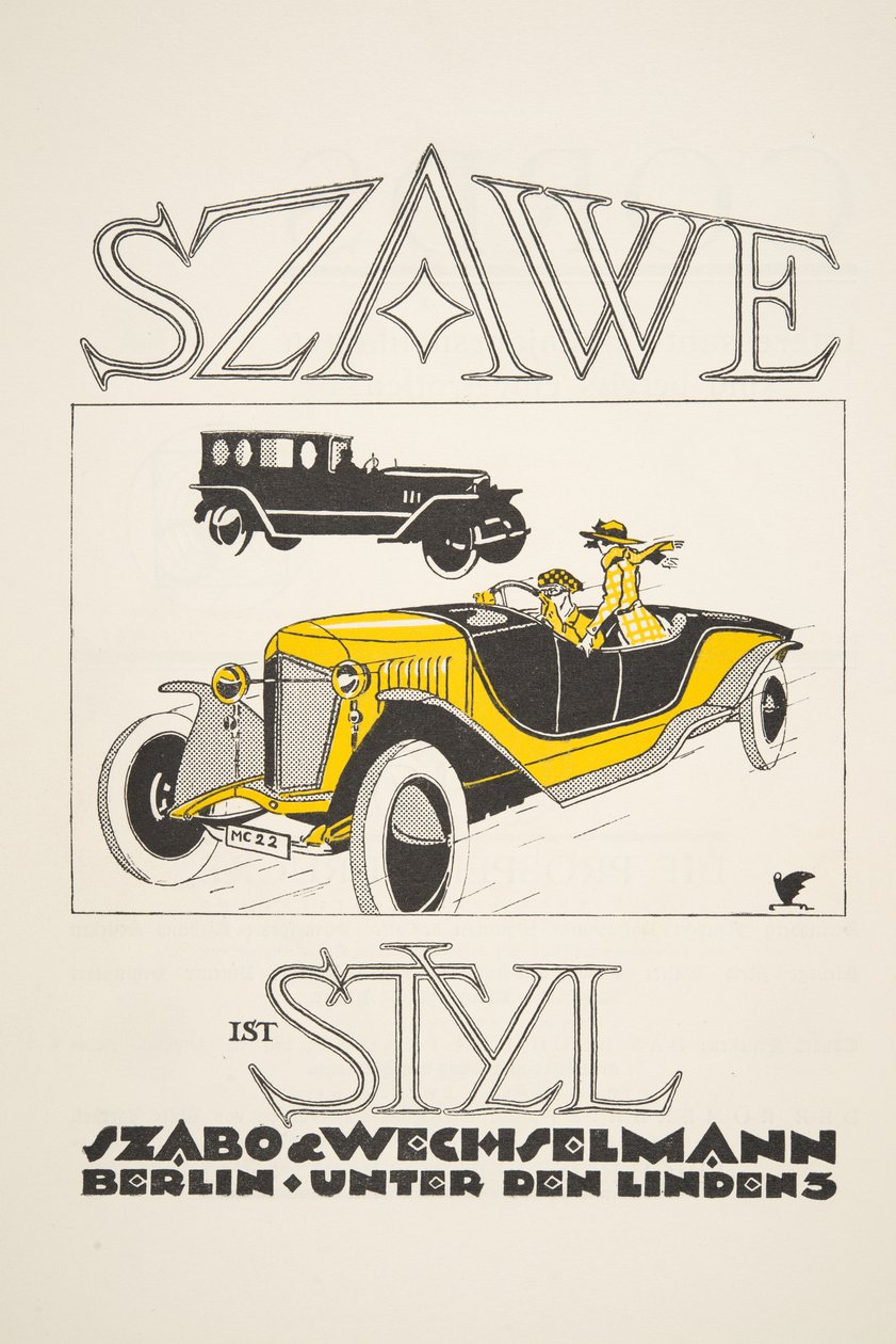 Szawe（Szabo & Wechselmann）の広告（Styl, pub.1922より）（ポショワールプリント 作： ドイツ語学校