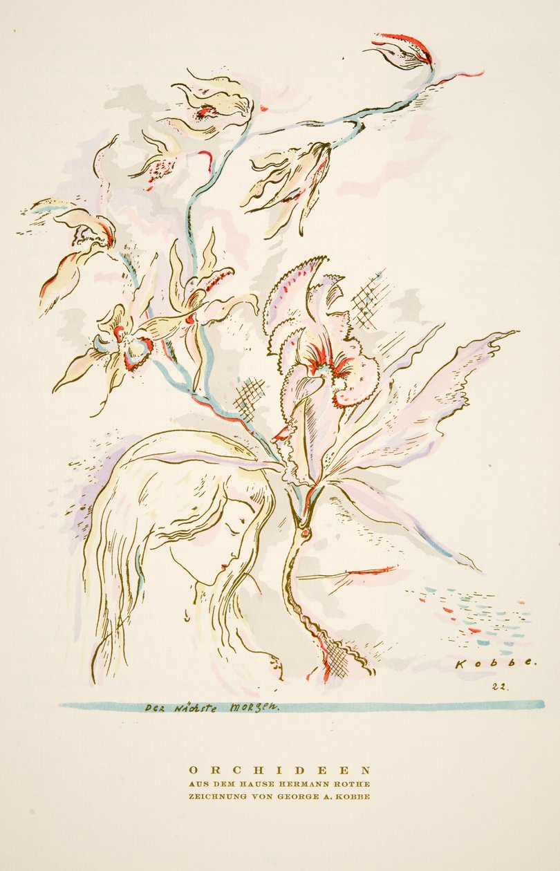 広告 "Orchideen aus dem Hause Hermann Roth"（1922年出版『Styl』より）（ポショワール版画 作： ドイツ語学校