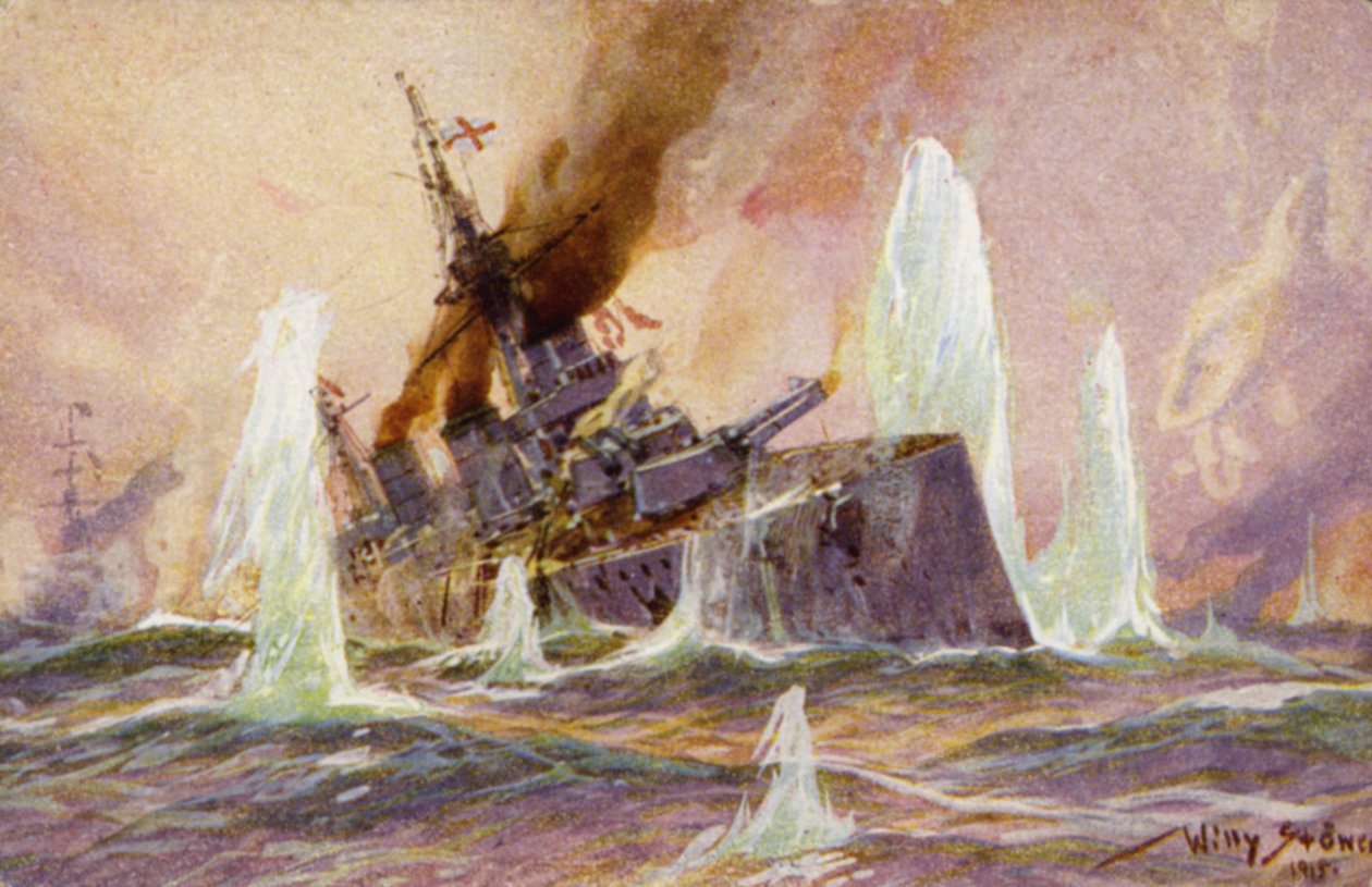 ドッガーバンクの戦い、第一次世界大戦、1915年1月24日（カラーリトグラフ） 作： ドイツ語学校