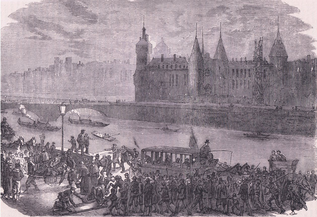 負傷者を連れてくる カッセル・アンド・カンパニー・リミテッド発行のCassells History of the War between France and Germany, c.1890 (litho) 作： ドイツ語学校
