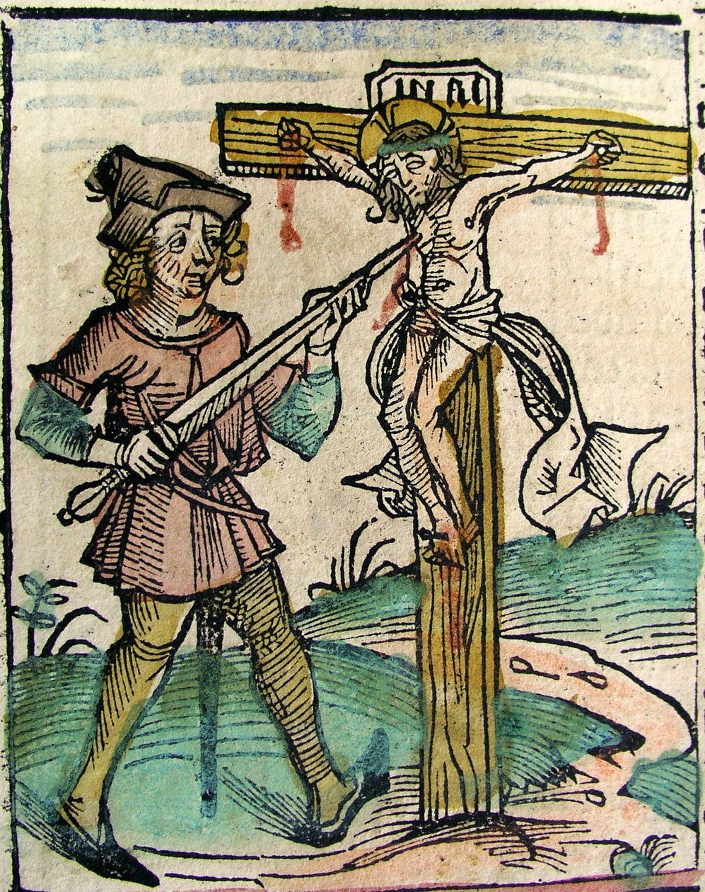 キリストは十字架にかけられ、ニュルンベルク年代記に掲載されました（1493年） 作： ドイツ語学校