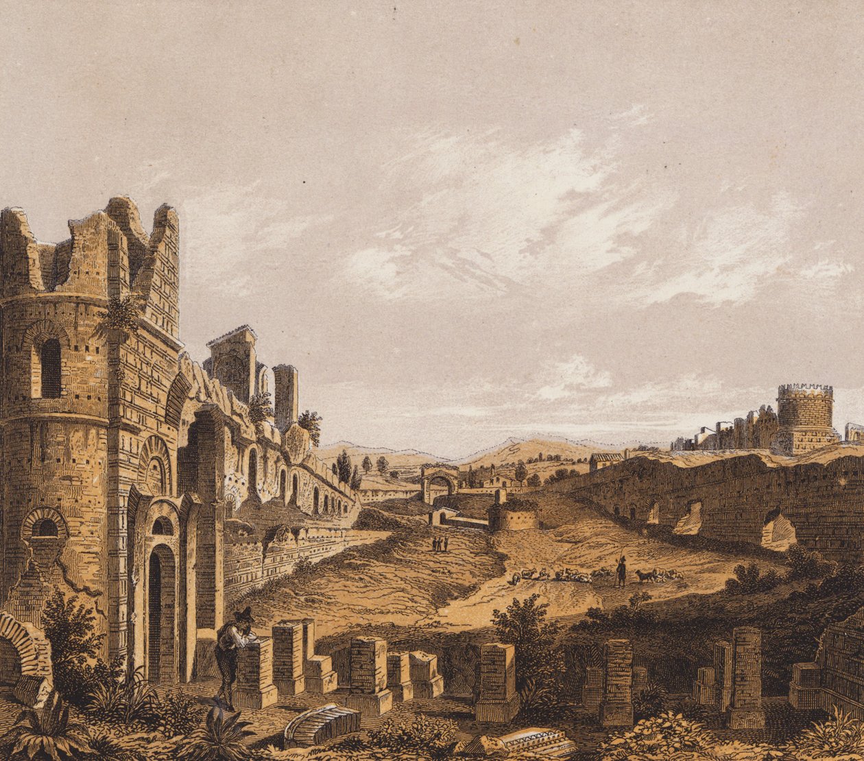 ローマ、マクセンティウスのサーカス（カラーリトグラフ） 作： ドイツ語学校