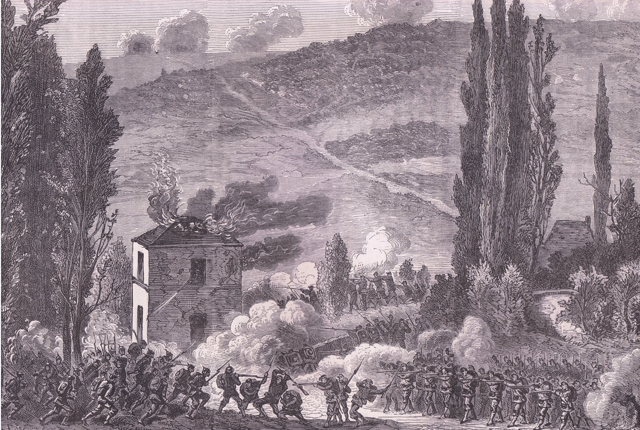 シャティヨンでの戦闘（Cassells History of the War between France and Germany, published by Cassell and Company Limited, c.1890 (litho) 作： ドイツ語学校