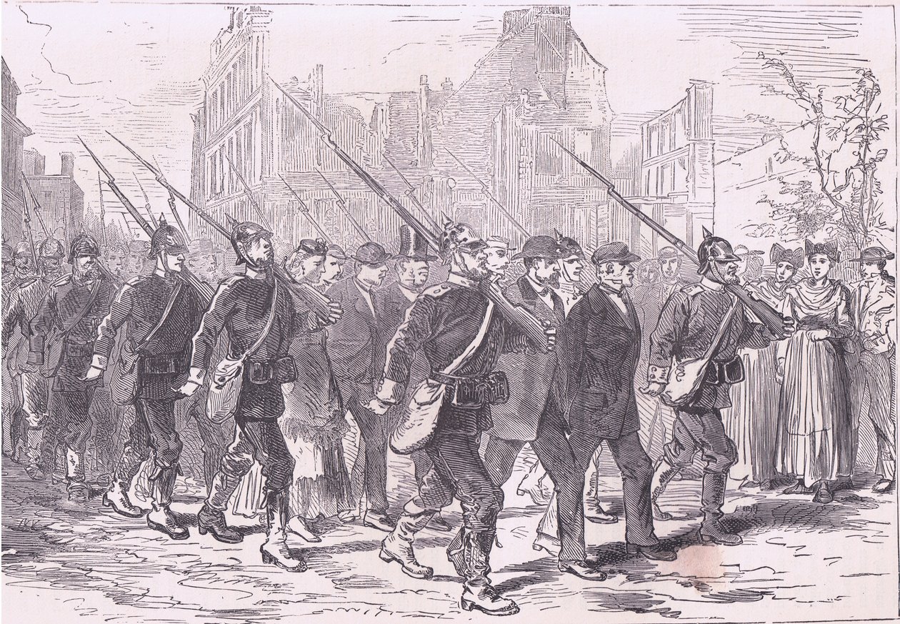 囚人のコンボイ（Cassells History of the War between France and Germany, published by Cassell and Company Limited, c.1890, litho 作： ドイツ語学校