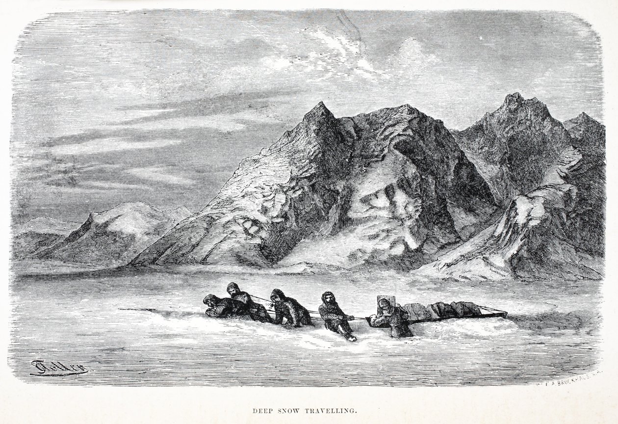 深い雪の旅、パブ。ロンドン1874 作： ドイツ語学校
