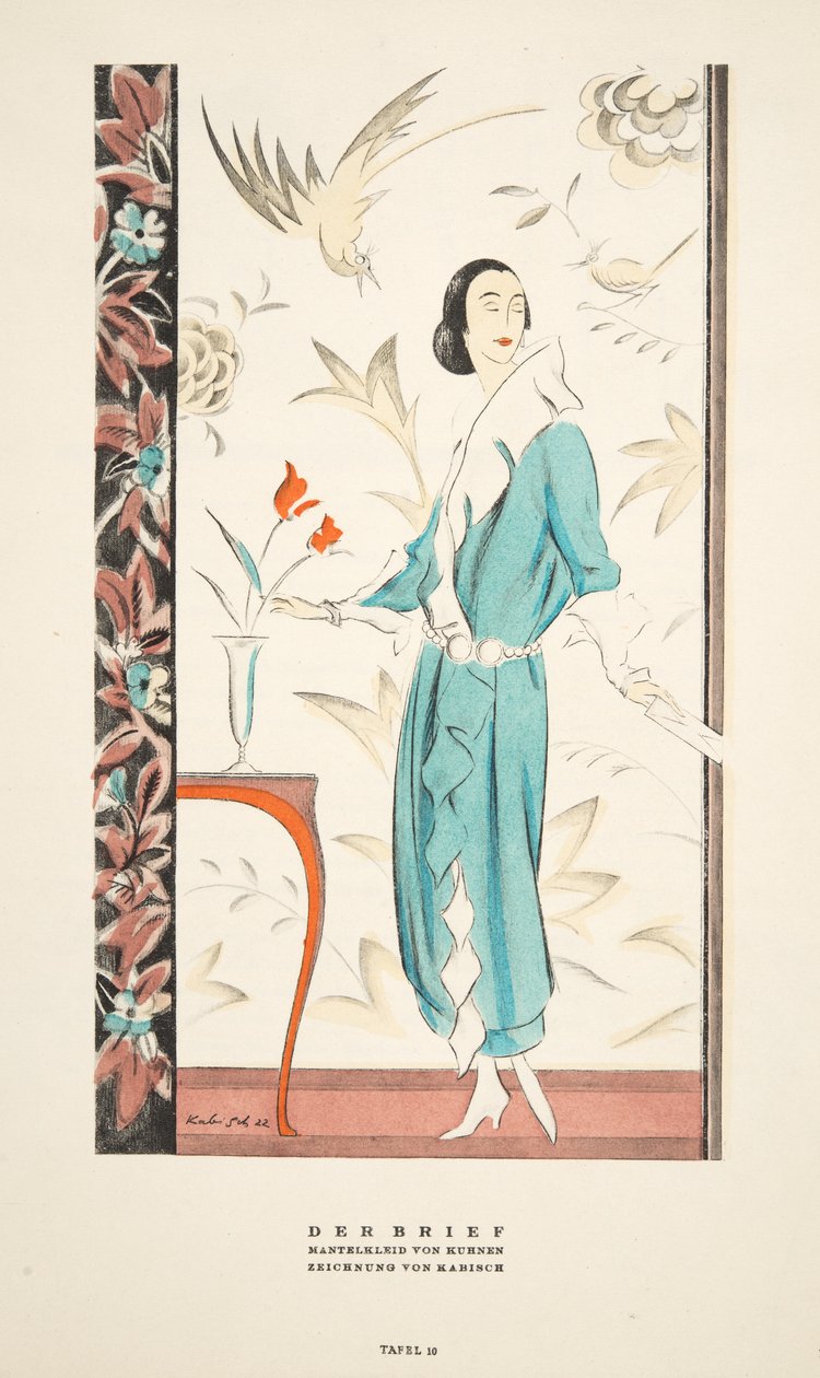 カーネンの「Der Brief, Coat Dress」（Styl, pub.1922より）（ポショワールプリント 作： ドイツ語学校