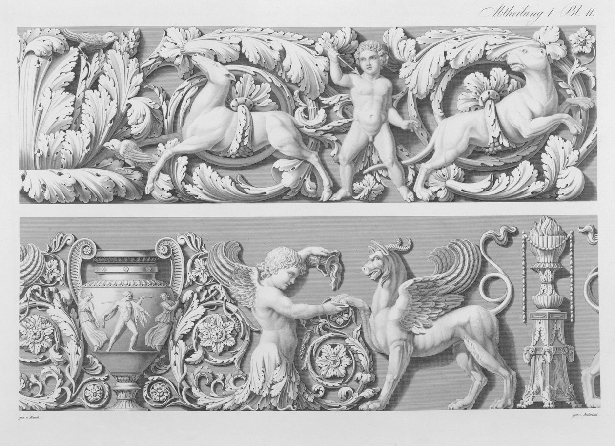 「Precision Book of Drawings」、1856年からの古典的なフリーズのデザイン。 作： ドイツ語学校