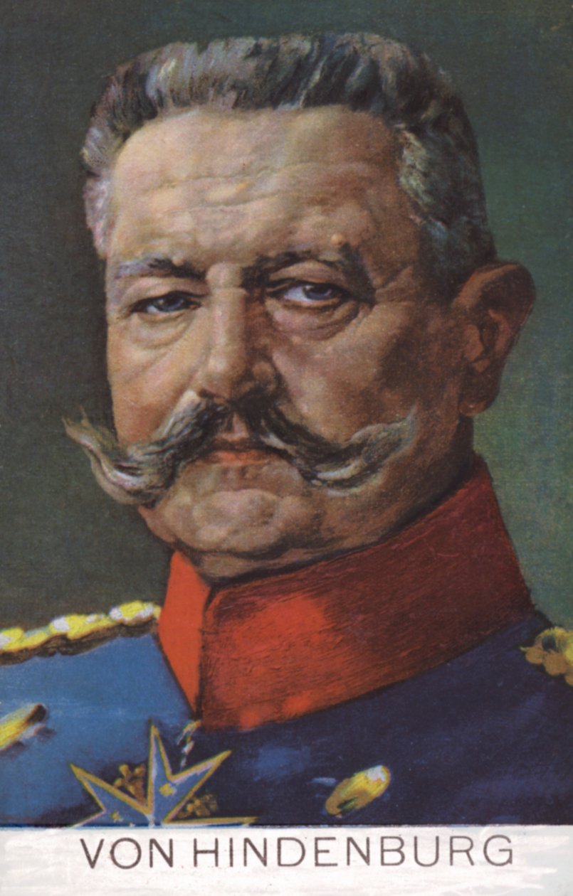 第一次世界大戦のドイツ軍司令官パウル・フォン・ヒンデンブルク陸軍元帥（カラーリトグラフ） 作： ドイツ語学校