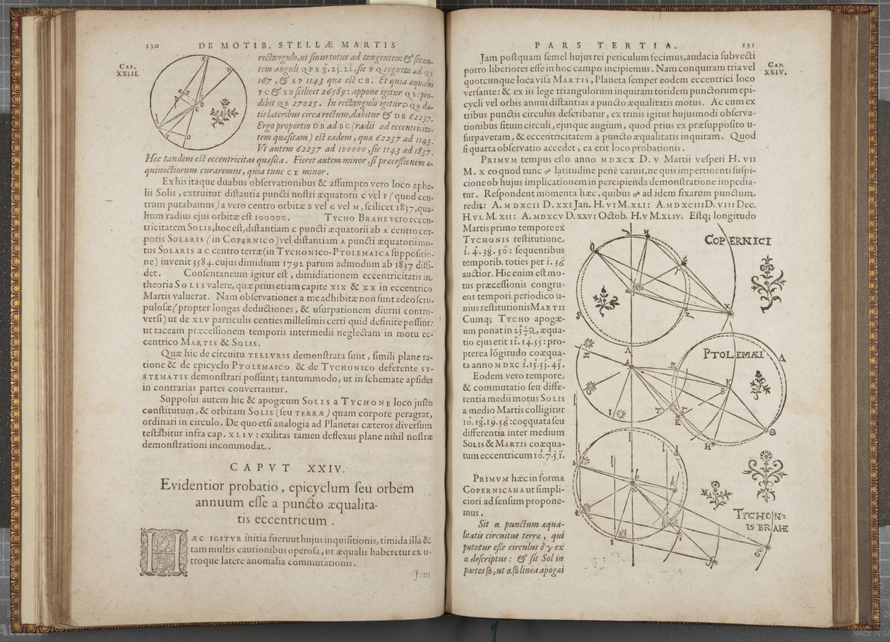 Fol 130-131, ヨハネス・ケプラーの「Astronomia nova Aitiologetos」（彫刻）。 作： ドイツ語学校