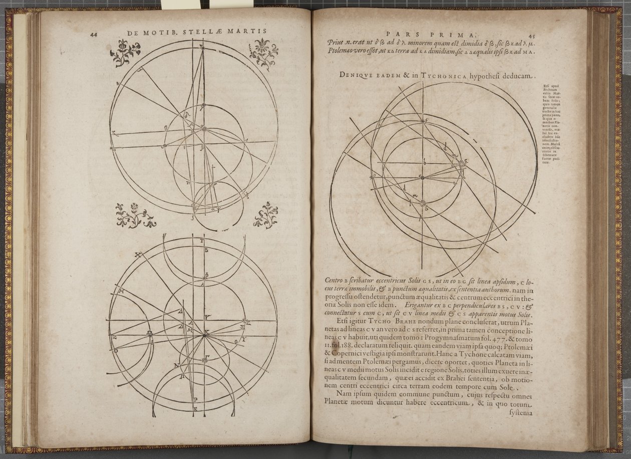 フォリオ44-45 ヨハネス・ケプラー著「Astronomia nova Aitiologetos」（エングレーヴィング 作： ドイツ語学校