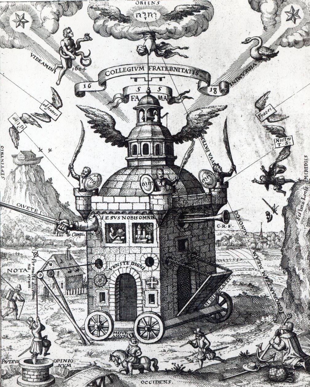 Theophilus Schweighardtによる名声の大学友愛の口絵、1618年 作： ドイツ語学校