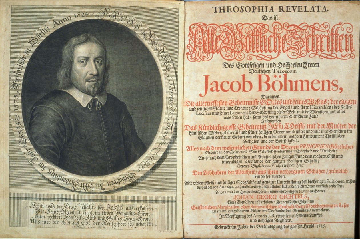 ジェイコブベーメ作「テオソフィアレヴェラータ」の口絵、1715年（版画と彫刻） 作： ドイツ語学校